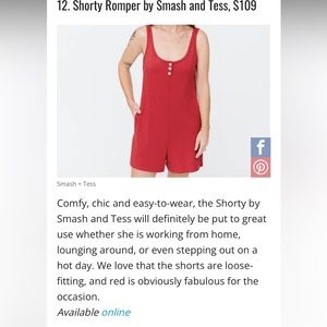 Smash+Tess Shorty Romper, Red, size L.